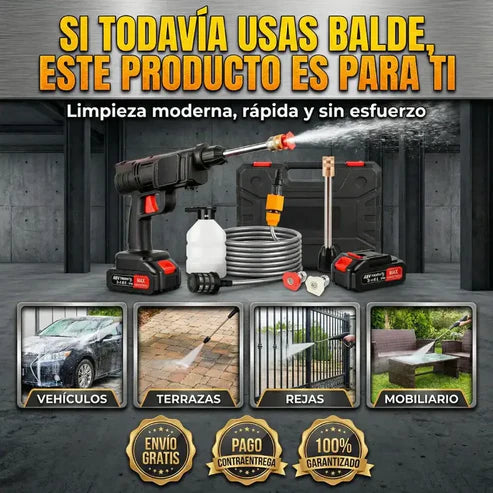 Hidrolavadora Alta Presión Inalámbrica | Limpieza 100% Eficaz