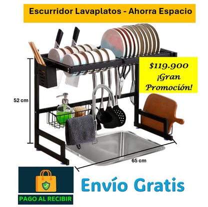 Escurridor y organizador de cocina | Acero Inoxidable | Envío Gratis